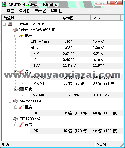 CPU电压、温度、转速监测、HWMonitor