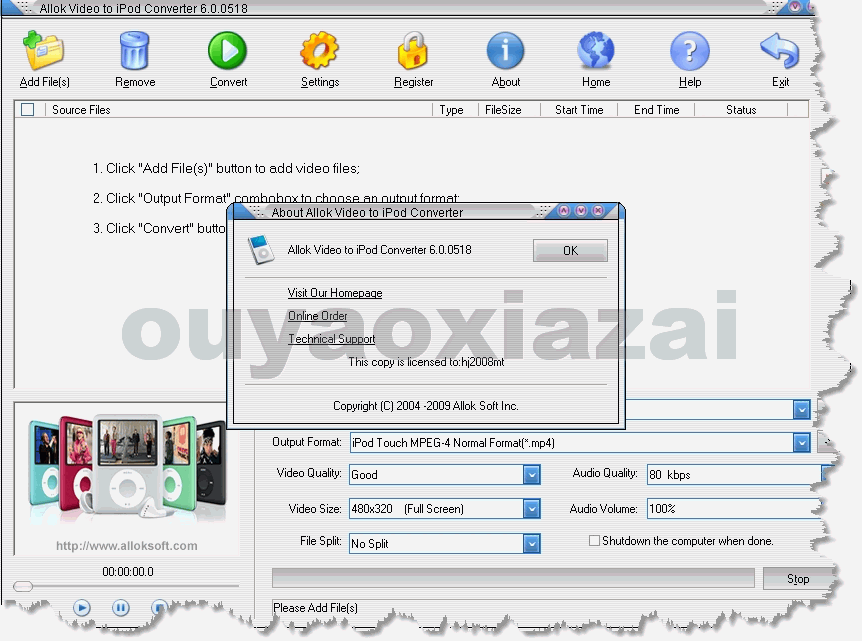 Allok Video to iPod Converter V6.0.0518