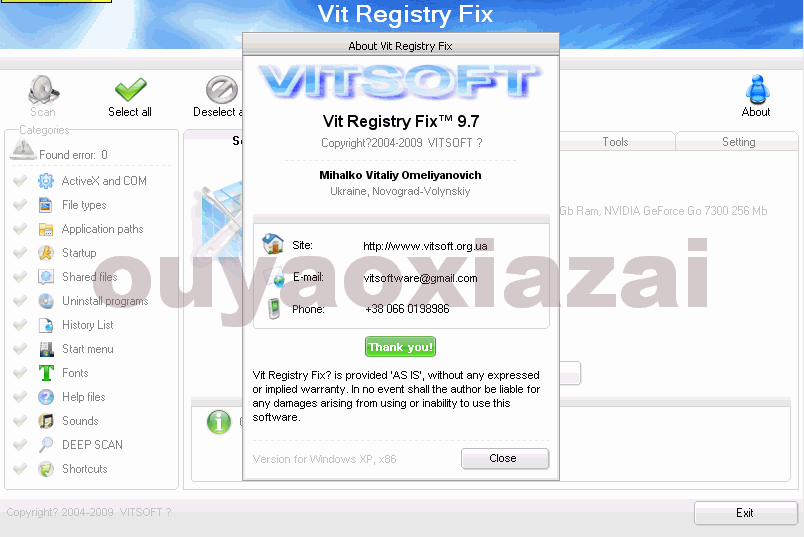 注册表错误扫描删除程序_Vit Registry Fix