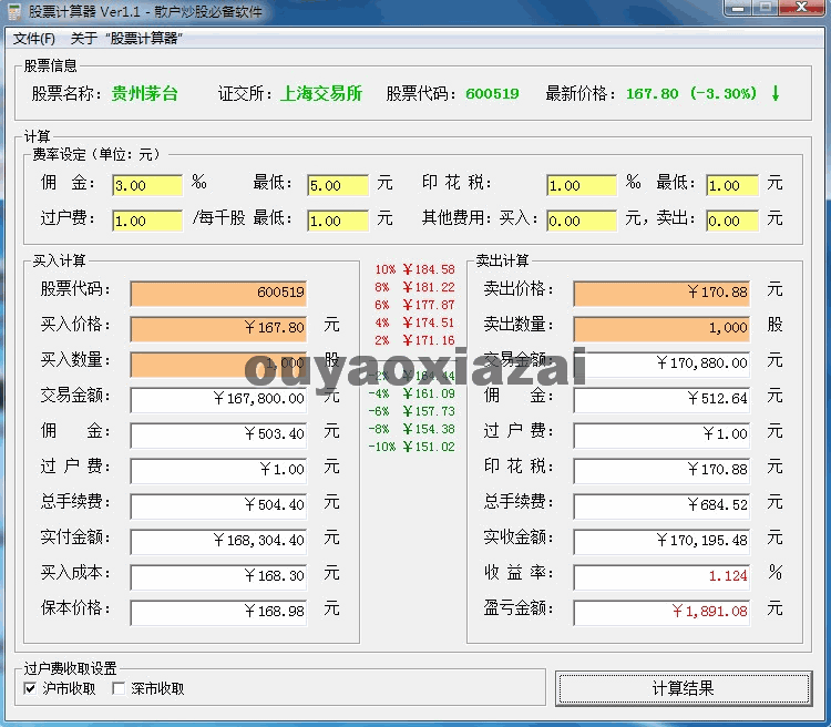 散户炒股股票计算器 V1.5.0625 绿色免费版