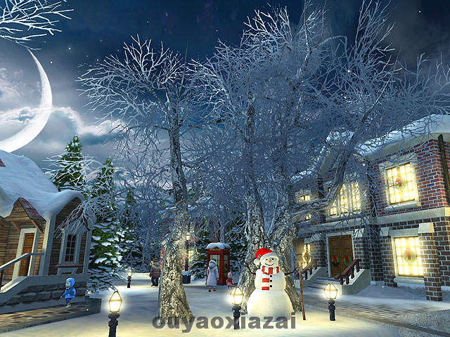 雪中小镇3D动态屏保程序_Snow Village 3D Screensaver