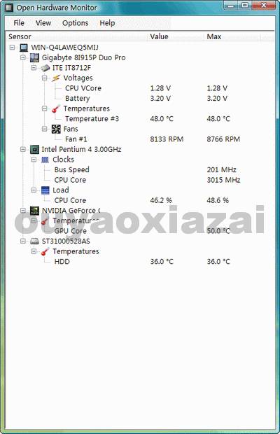 电脑硬件温度检测软件_Open Hardware Monitor