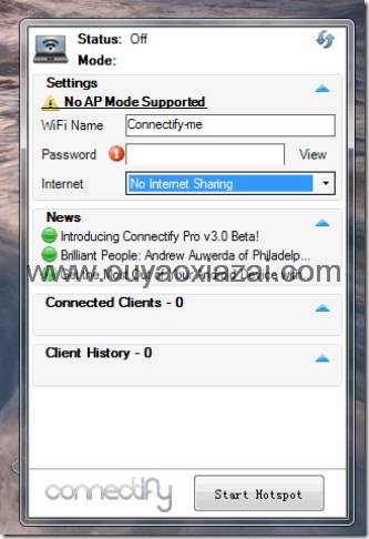 Connectify_山寨Wi-Fi无线路由架设工具 V2.2 下载