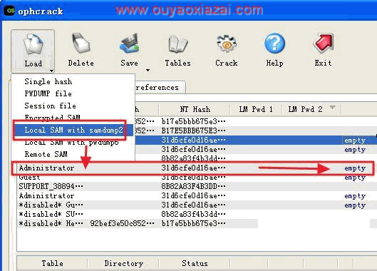 windows登录密码找回/破解软件_Ophcrack