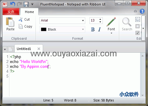 Ribbon风格的记事本_FluentNotepad
