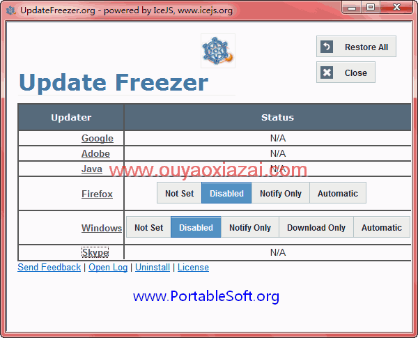 常用软件自动更新关闭工具_Update Freezer