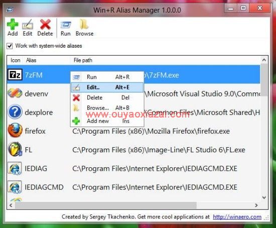 按Win+R快捷键快速启动程序_Win+R Alias Manager