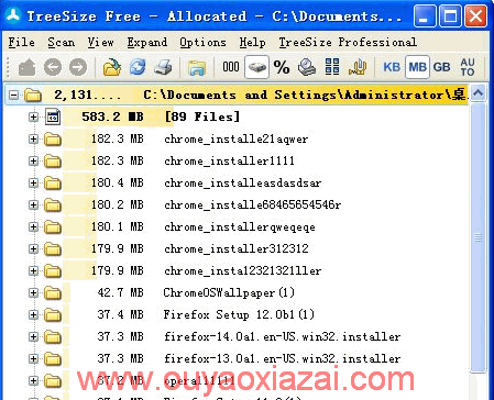 以目录树方式查看每个文件夹的大小_TreeSize Free