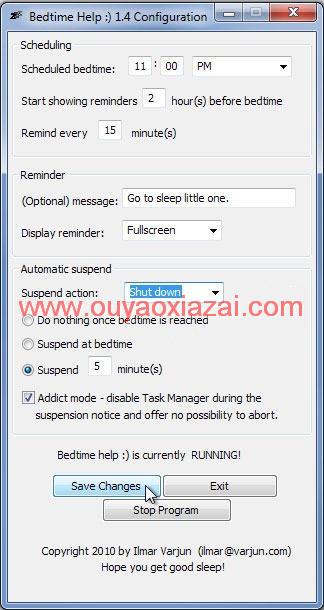 国外的电脑定时提醒软件_Bedtime Help