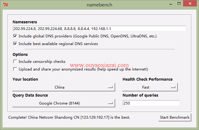 DNS测试优化、搜索最快的DNS服务器_Namebench