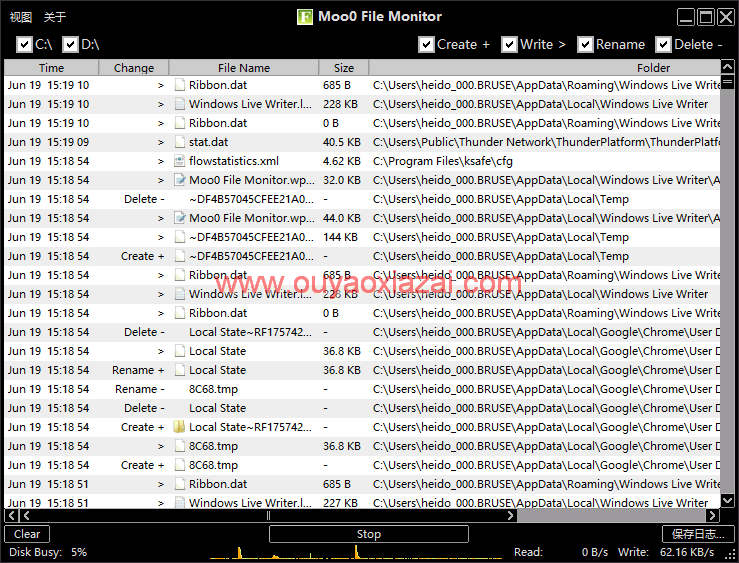 硬盘文件活动情况监控软件_Moo0 FileMonitor