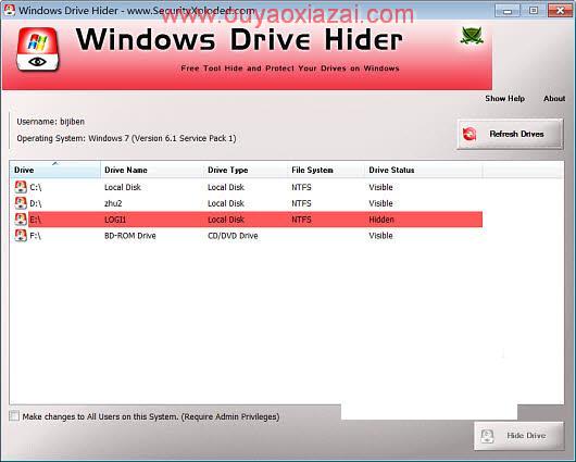 隐藏分区/隐藏硬盘分区_Windows Drive Hider