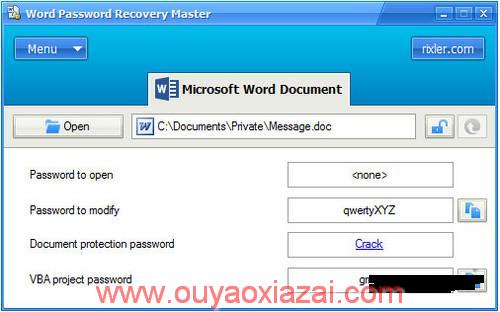 破解Word文件密码工具_Word Password Recovery Master