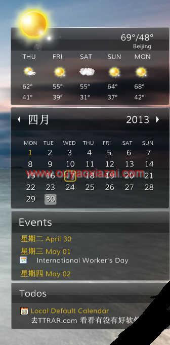 在桌面上显示日历，待办事件和天气等_Desktop iCalendar