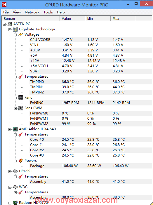 硬件信息实时监控大师_CPUID HWMonitor