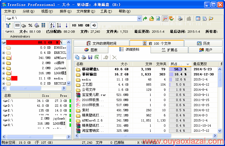 目前最好用的两款硬盘空间占用分析软件