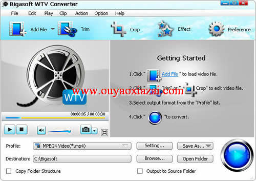 WTV视频格式转换器_Bigasoft WTV Converter