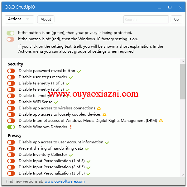 Win10隐私屏蔽程序|控制Win10隐私_O&O ShutUp10