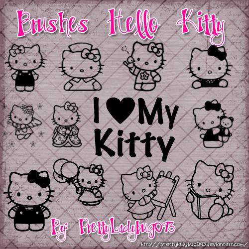 ps呆萌Hello Kitty图形笔刷、笔刷包素材
