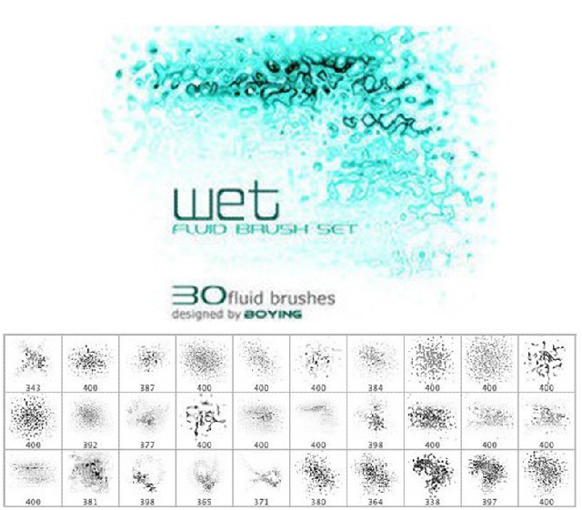 ps30种水面纹理笔刷、笔刷包素材