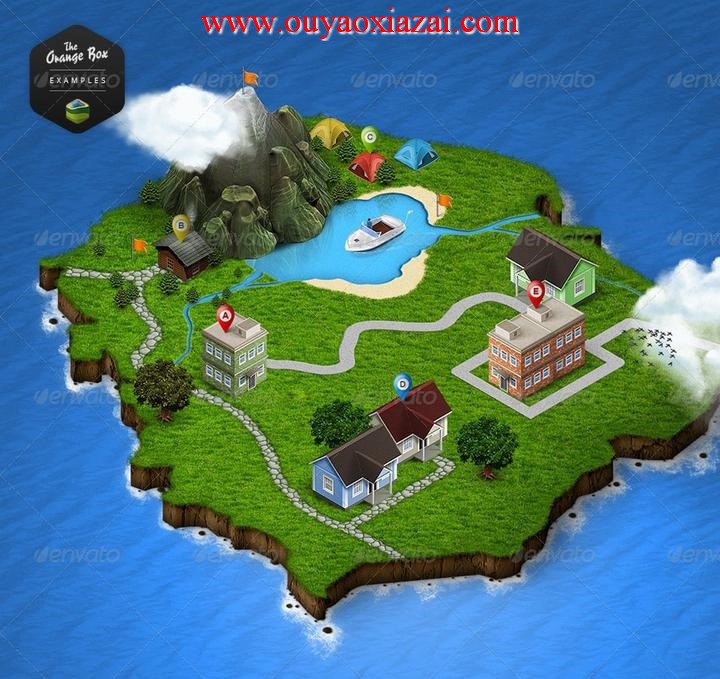 3D Map Generator下载_GraphicRiver三维地图生成ps插件