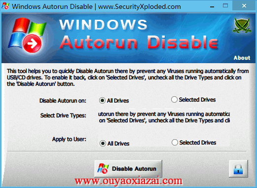 禁用系统自动运行程序工具_Windows Autorun Disable