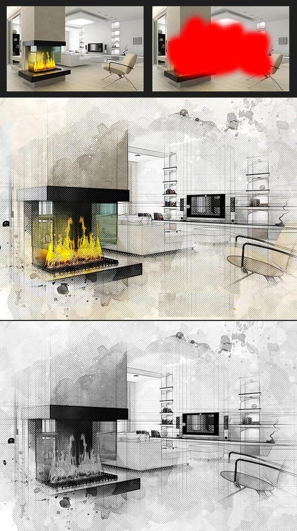 Architecture Sketch Art Photoshop Action