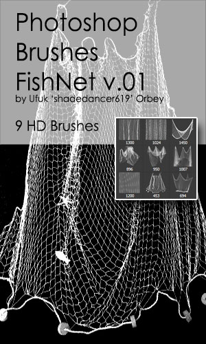 9种鱼网、渔网、网布笔刷素材