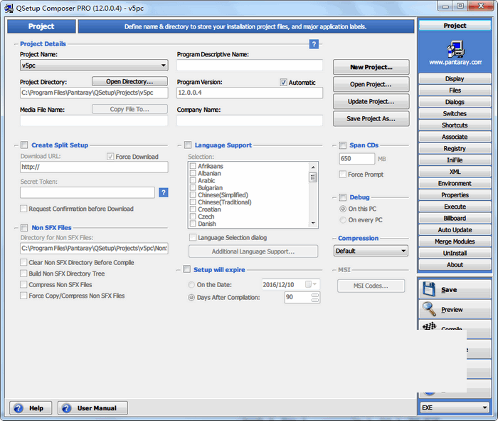 Pantaray QSetup Installation Suite