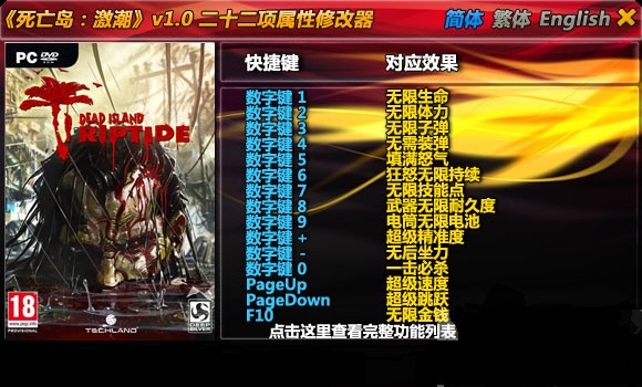 死亡岛：激流V1.4.0 5项修改工具