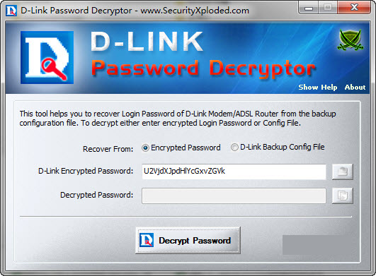 D-Link Password Decryptor密码破解工具 V1.5