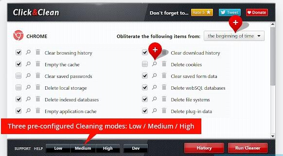Chrome clickclean清除历史记录插件