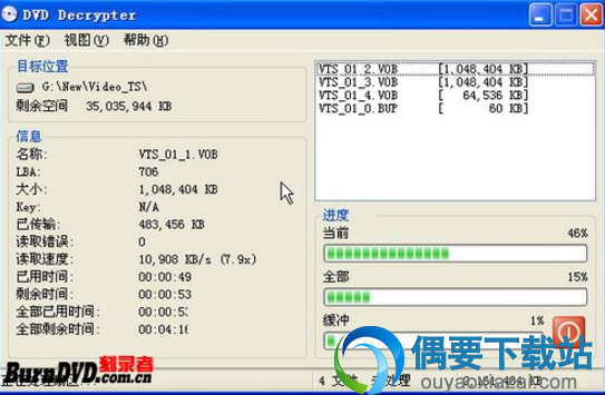 程序开始解密并复制DVD文件