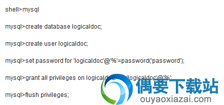 创建LogicalDOC使用的数据库和帐户名