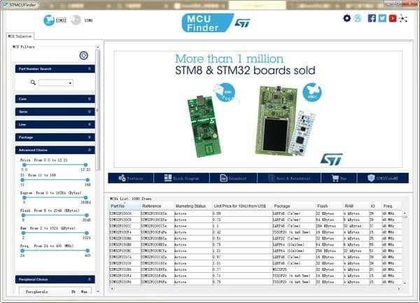 STMCUFinder_电气选型工具