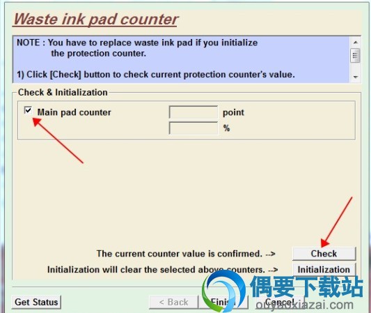 废墨计数器清零项 点击Check
