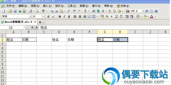依次在D2、E2;D2、H2格输入姓名、日期