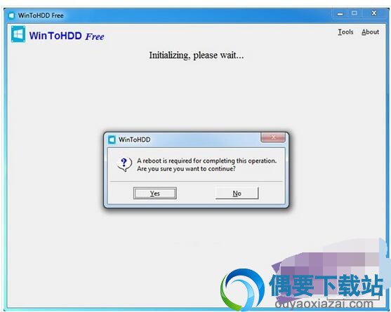 选择Yes重启电脑进入 WinPE 环境