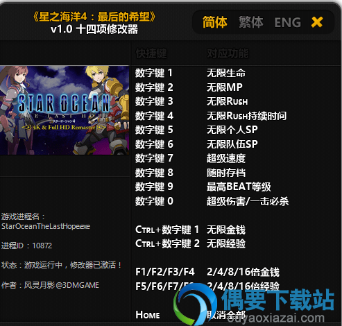 星之海洋4最后的希望十四项修改器下载