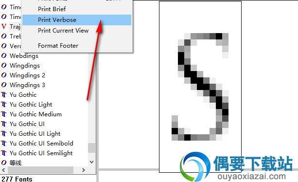 点击Print Fonts将字体全部打印出来