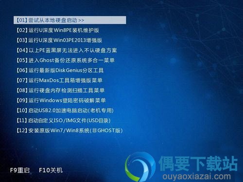 选择u盘启动后进入到u深度主菜单