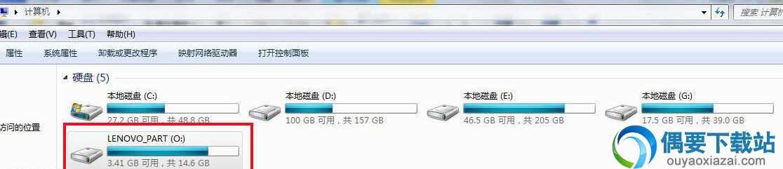 隐藏分区已经显示出来了