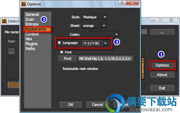 Detect It Easy 1.01设置中文界面方法