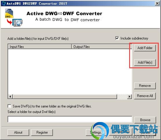 添加需要转换的DWG文件