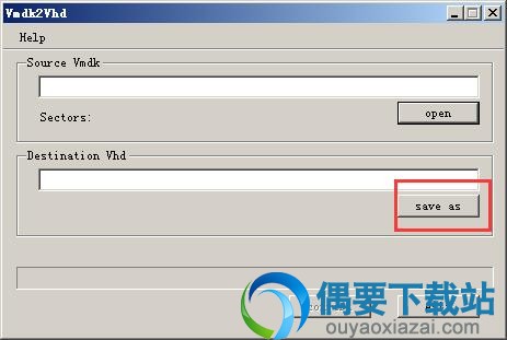 在Vmdk2Vhd对话框里点击Save As按钮